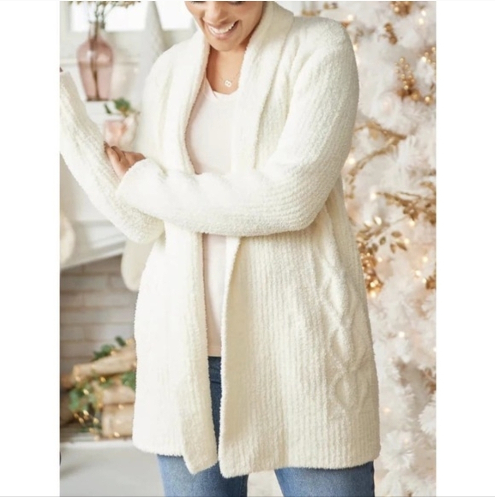 Barefoot Dreams Cream Women's LonglineCardigan - Picture 1 of 4